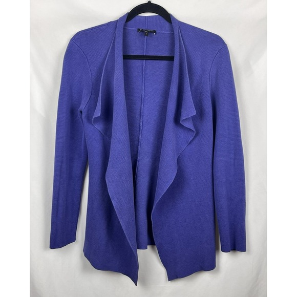 Eileen Fisher Silk Blend Interlock Open Front Cardigan Jacket S Iris Purple - Picture 1 of 9
